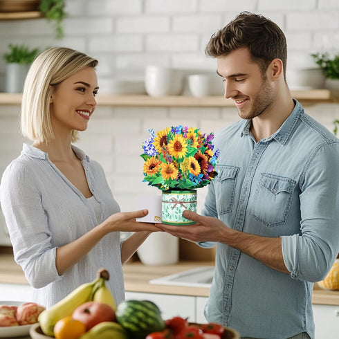 Sunflower Pop Up Cards,Paper Flower Bouquet Greeting Cards with Blank Note Card & Envelope, ideal gift for celebrating