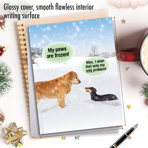NobleWorks Jumbo Christmas Greeting Card Funny (8.5 x 11 Inch) - My Paws are Frozen Pet Animal Humor Notecard