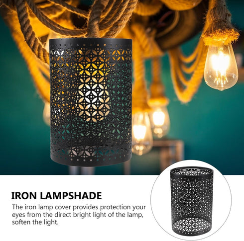5.66 Inch Angoily Cylindrical Metal Lamp Shade Hollowed Out Design Protective Lamp Cover for Table and Floor Lamps