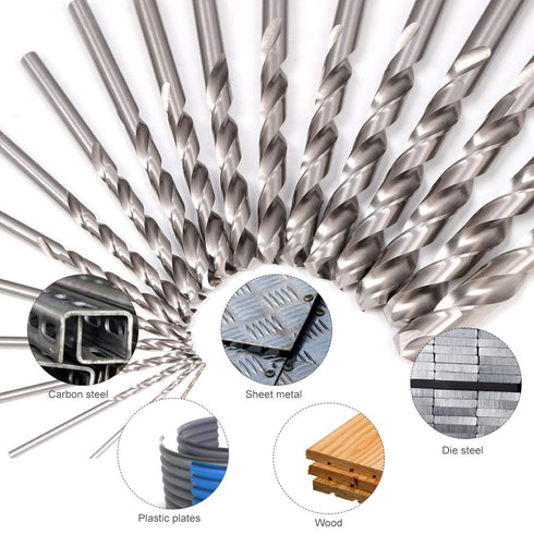 COMOWARE Drill Bit Sets for Metal, 19 Pcs Straight Shank M2 HSS Drill Bits for Stainless Steel & Wood
