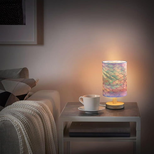 Bulb ALAZA Magic Mermaid Decor Bedside Table Lamp with USB Port for Bedroom Nightstand Office Desk LED Included