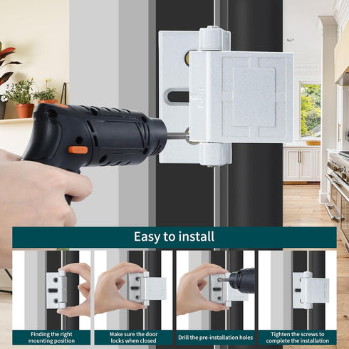 JIADAXIN 2 Pack Door Latches for Top of Door, Silver Door Reinforcement Lock for Home and Hotel, Security