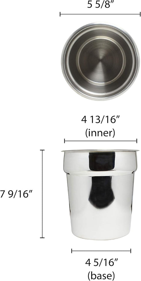 Excellant Thunder Group SLIP001 Inset Pan, 2-1/2 Quart, 5-1/2" Dia. X 7-1/2"H