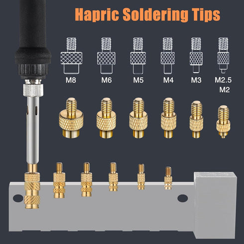 307 Threaded Inserts for Plastic Set, M2-M6 Heat Set Insert with Soldering Iron Tips, Brass Insert Tool Kit for 3D