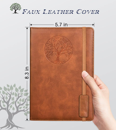 Lined Journal Notebook for Women Men,256 Pages A5 Hardcover Leather Journals for Writing,Travel,Business,Work & School,College Ruled Notebooks for Note Taking,Diary Notepad 5.7"×8.3"(Brown) by Biuwory