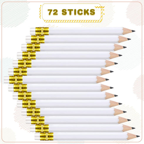 Zonon 72 Pieces 4 Inch Wedding Pencils with Eraser, Pre Sharpened Mini Hexagon 2 HB Short Pencils