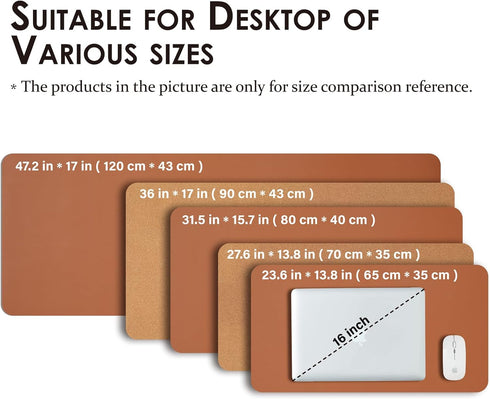 Desks(Brown,36"x 17") Cork Desk Mat - Dual-Sided Desk Pad for Office and Home - Desk Organization and Accessories