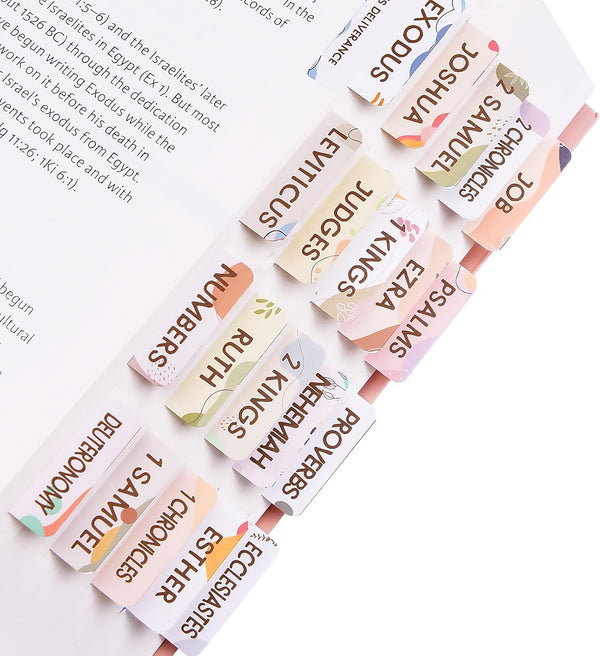 Qmoso Bible Tabs for Women and Men, 72 Laminated Bible Tabs for Easy