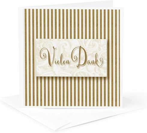 6 Pack Greeting Cards - German Language Thank You Vielen Dank Golden Hues with Linen White - - Sentiments