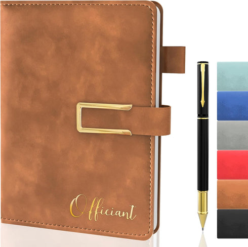 Wedding Officiant Book with Pen, 200 Pages A5 Lined Leather Wedding Journal Notebook, Gifts for Wedding Day Ceremony,