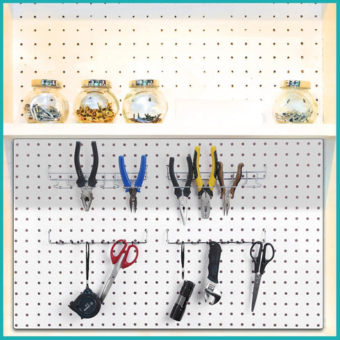 6 Pcs Pegboard Screwdriver Holders, Stainless Steel Tool Utility Hooks for Shop Store Display - Silver