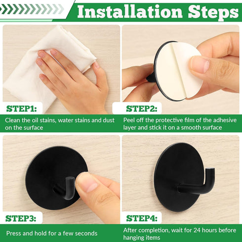 NEATABY 4 Pcs Black Razor Holder Bathroom Hooks Adhesive Heavy Duty Stainless Steel Multi Storage Shower Hooks