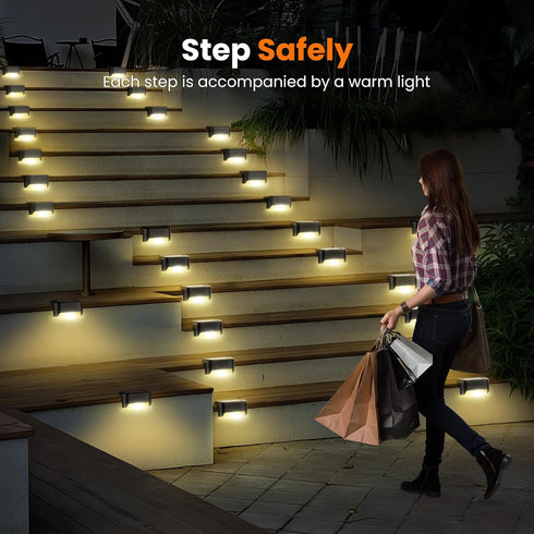 16 Pack (16) Solar Deck Lights, LED Waterproof Outdoor Lights for Stairs, Steps, Fence, Railing, Pathway