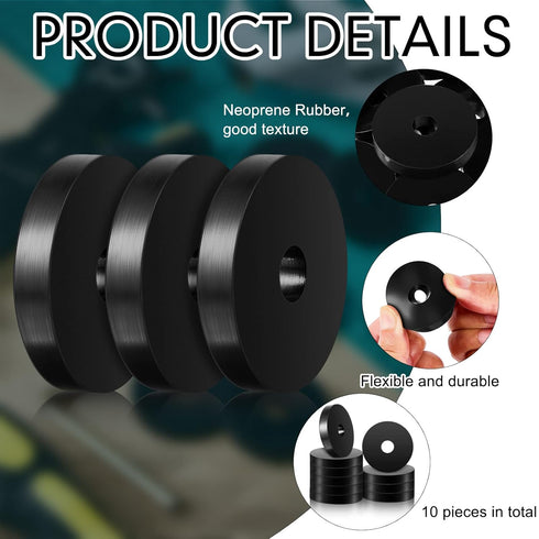 10 Pcs Neoprene Rubber Washers, 1 1/2 Inch OD x 3/8 Inch ID x 1/4 Inch Thickness for Screws, Bolts, and Faucets
