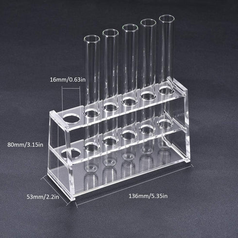 Test Tube Holder 6 Wells Test Tube Rack, Acrylic Lab Stand Rack for 10ml Centrifuge Tubes Clear (10ml, 6 Wells)
