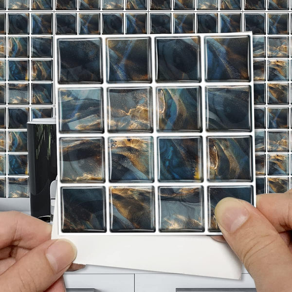 25Pcs Self-Adhesive Mosaic Tile Transfer, Peel and Stick Waterproof Backsplash Tile Sticker for Kitchen Bathroom