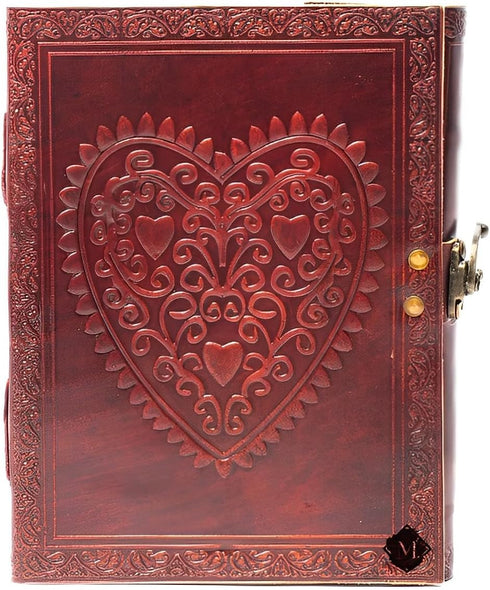 MONTEXOO Leather Journal Notebook, Celtic Heart, 6 x 8 inches, Lined Paper, 200 Pages, Handmade Vintage Gift Brown