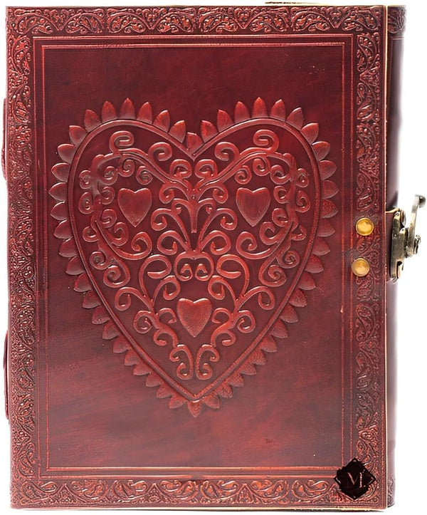 MONTEXOO Leather Journal Notebook, Celtic Heart, 6 x 8 inches, Lined Paper, 200 Pages, Handmade Vintage Gift Brown