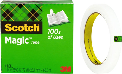 Scotch Magic Tape - Invisible Home Office Supplies - 1 Roll for School
