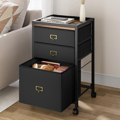 GAOMON File Cabinet with 3 Drawers, Mobile Filing Cabinet Fits Letter Size or A4, Small Under Desk Storage Cabinet,