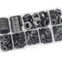Black Zinc Plated Alloy Steel Flat Washers Set, 580 Pieces in 9 Sizes - M2 M2.5 M3 M4 M5 M6 M8 M10 M12