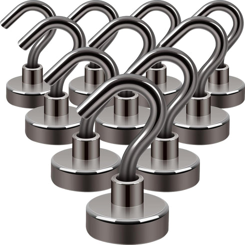 Neosmuk Magnetic Hooks, 27 lb+ Heavy Duty Earth Magnets with Hook for Refrigerator, Pack of 10