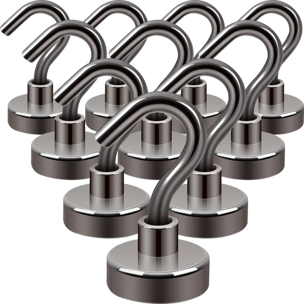 Neosmuk Magnetic Hooks, 27 lb+ Heavy Duty Earth Magnets with Hook for Refrigerator, Pack of 10