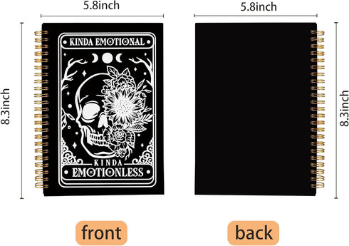 Floral Skull Notebook, Goth Gothic Journal, Witchy Spiral Notebook 5.5x8.3, Goth Office Supplies, Kinda Emotion