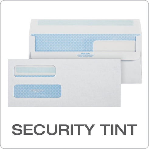 Quality Park #10 Double-Window Self-Seal Security Envelopes, 4-1/8" x 9-1/2", White, 500 Per Box