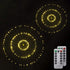 HEAGEERO 2 Pack, 180 IP44 Outdoor Battery Operated Chandelier Firework Lights Starburst Light LEDs, Ceiling Hanging