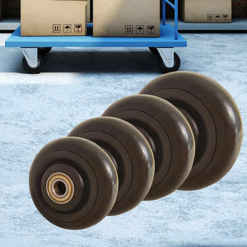 4Pcs 3" 3/8" PU Caster Wheels Heavy-Duty Replacement Wheels for Platform Trucks, Snow Blowers & Grills Axle, Smooth