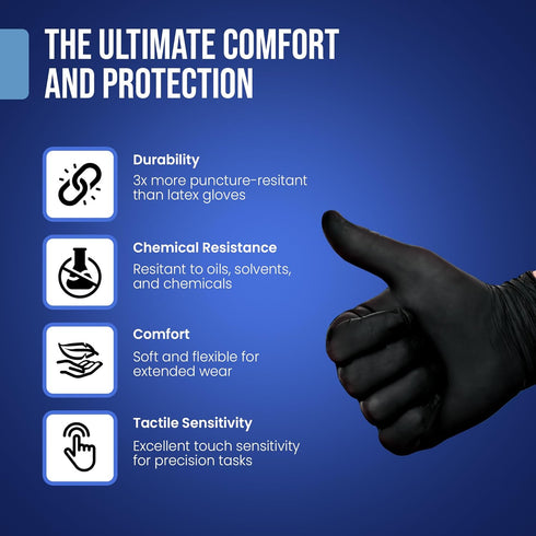 Disposable Nitrile Gloves, Latex and Powder Free, Food Safe Cooking Gloves - Black