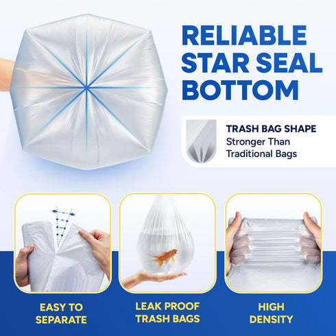 7-10 6 24" 23" 1000/Case PLASTIC PRINCE Gallon Trash Can Liners Mic High-Density Clear Garbage Bags Clear x Office