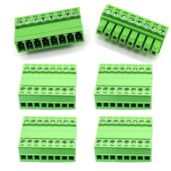 5 Set 8 Pin 3.81mm Pitch Screw Terminal Block Connector for 28-16AWG, Pluggable Quick Connector-Phoenix Type
