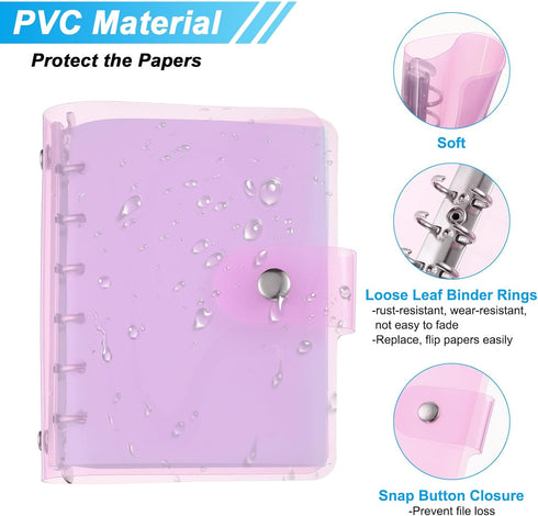 PATIKIL A7 Clear Binder Cover, Soft PVC Loose Leaf Binder Protector, Snap Button Closure