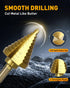 COMOWARE Step Drill Bit for Metal, Titanium Coated, Double Cutting Blades, 10 Sizes from 1/4” to 1-3/8"