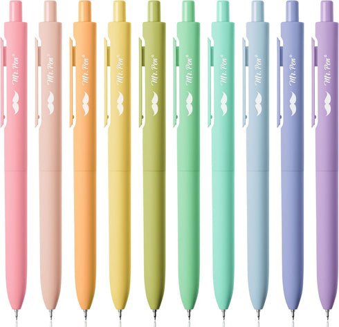 Mr. Pen- Retractable Gel Pens, 10 Pack, Colorful Ink Gel Pens, Pastel Barrels, Fine Point 0.5mm, Cute Pens