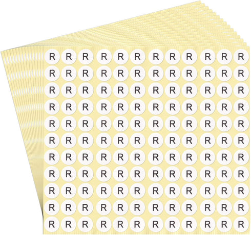 dealzEpic - Alphabet Stickers of The Letter R, Small Round Paper Self-Adhesive Peel and Stick Labels