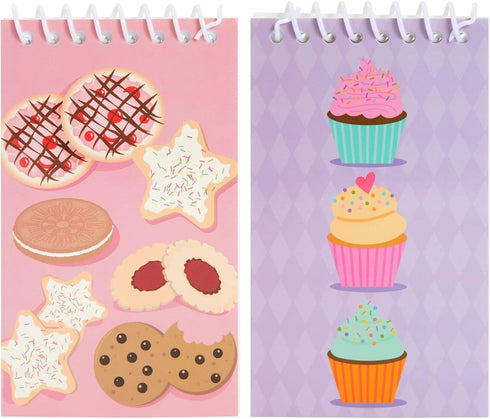 BLUE PANDA 24 Pack Spiral Notepads, 3x5 inches Baking Party Favors for Kids, Mini Notebooks with Donut Designs