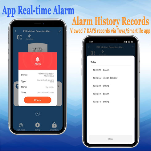 WiFi Motion Sensor Alarm: Smart PIR Detector with 110dB Siren & App Alerts, Compatible with Alexa/Google Assistant