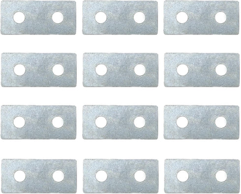 2 Hole Tie Flat Plate Connector Brace Bracket, Fit for 1/2" Bolt in 1-5/8" Strut Channel, 12 Pack