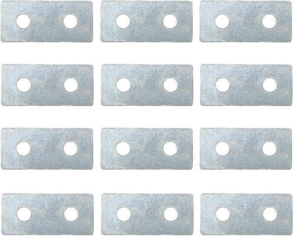 2 Hole Tie Flat Plate Connector Brace Bracket, Fit for 1/2" Bolt in 1-5/8" Strut Channel, 12 Pack