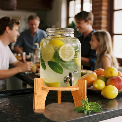 XiMaiChy 7.8 (20 cm) Inch Wood Drink Dispenser Stand Natural Bamboo Fits in Diameter Beverage Jugs Elegant & Sturdy