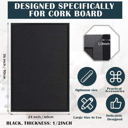 Teling Cork Bulletin Board - 36" x 24" Large Wood Framed Cork Board with Pins, Wall Mounted for Home Office