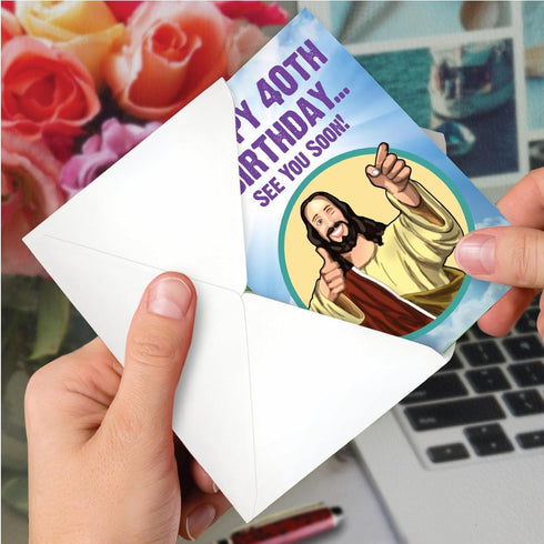 NobleWorks Funny 40th Birthday Greeting Card - Joking God Humor Milestone, 40 Years Happy Bday (1 Card)
