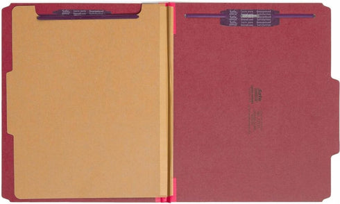 Smead Pressboard Classification File Folder - 1 Divider, 2" Expansion, Letter Size, Bright Red, 10 per Box (13731)