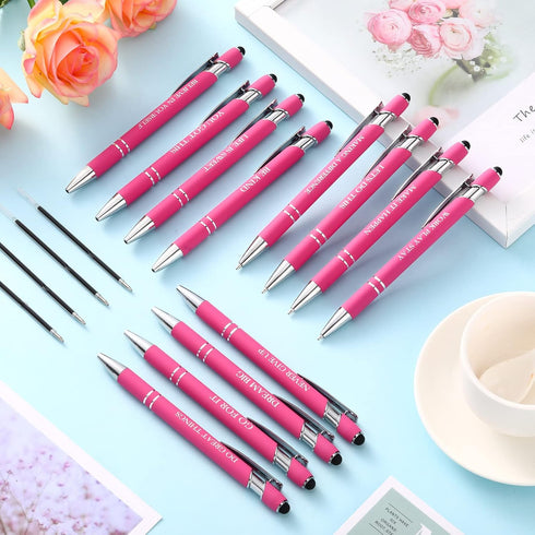 Zonon 12 Pieces Inspirational Motivational Quotes Ballpoint Pens with Stylus Tip Fine Point Smooth Writing Pens Set
