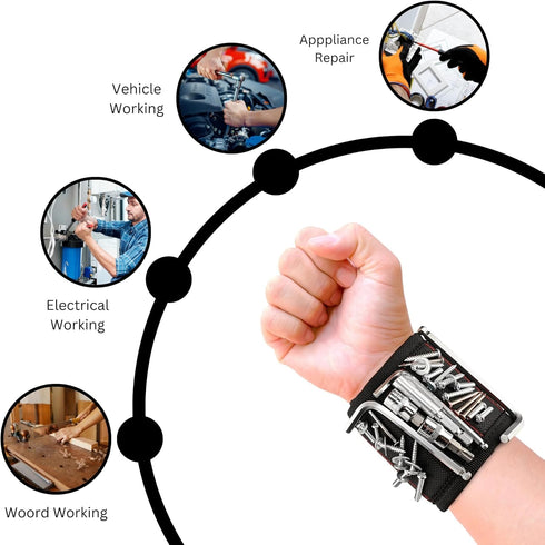 Magnetic Wristband for Holding Screw - With Strong Magnets, Made from Magnetic Polyester with Lightweight Powerful