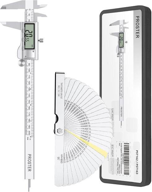 Proster Digital Vernier Caliper 8inch Stainless Steel for Length, Width, Depth, Inner and Outer Diameter