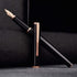 HongDian 920 Black Metal Fountain Pen with Rose Gold Plated Fine Nib, Classic Writing Pen with Ink Converter